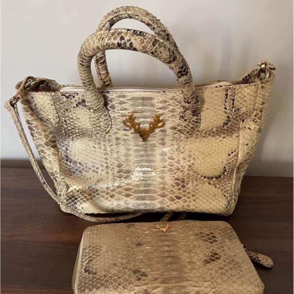 Custom shop taxidermy Charleston real python Shoulder Bag and Wallet Set